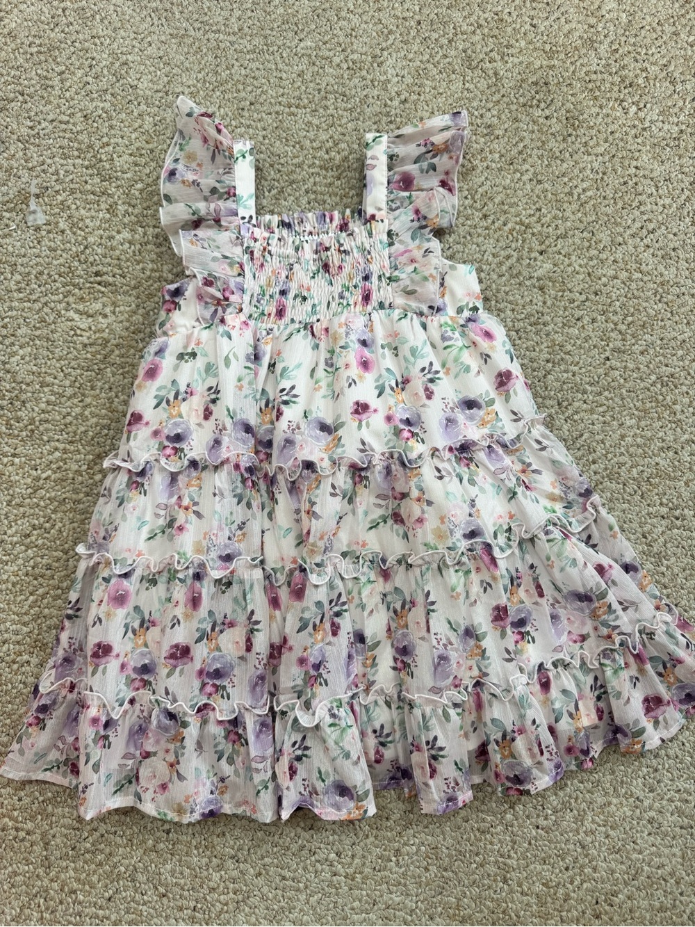 cheeky plum White Floral Ruffle Tiered Dress